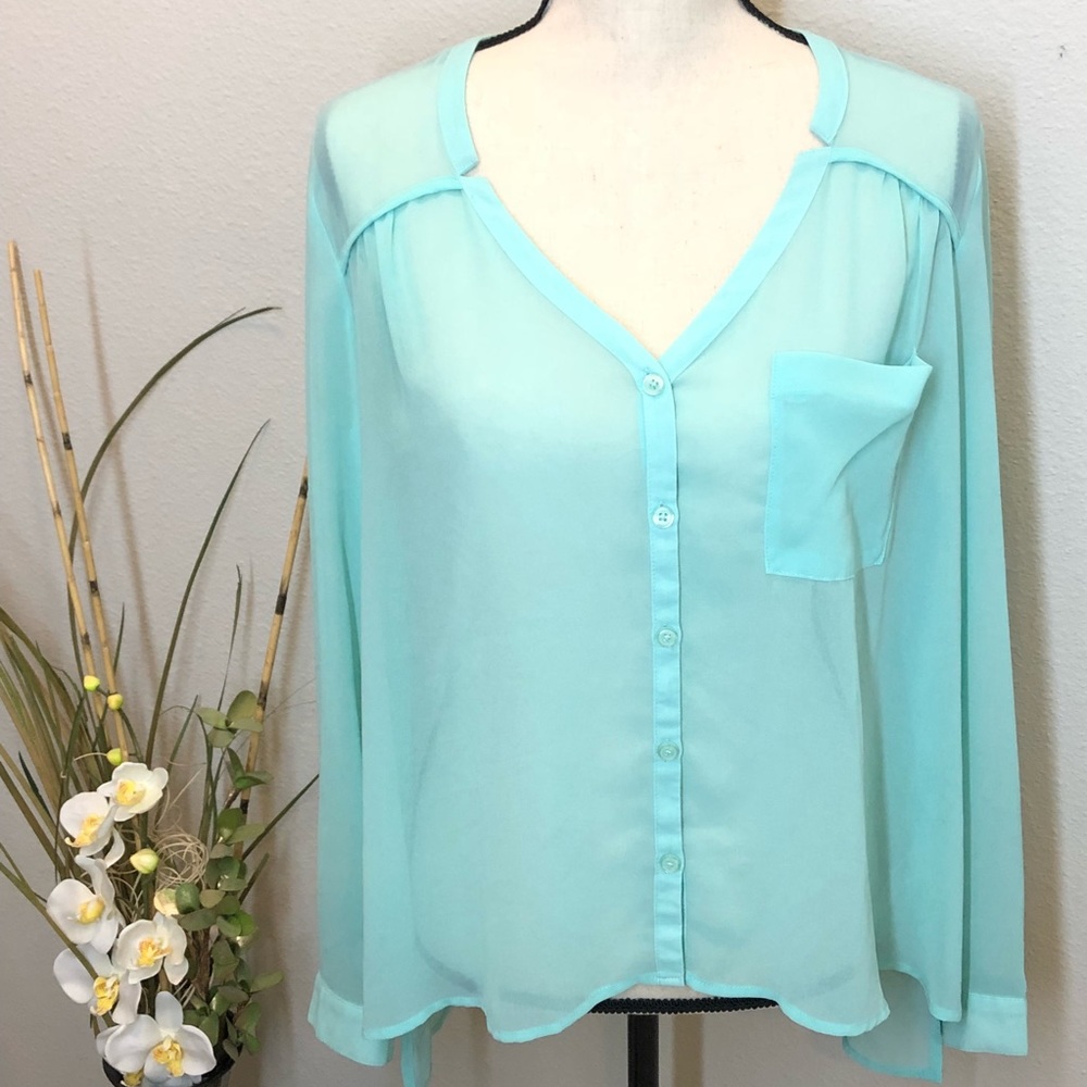 Urban Outfitters Silence + Noise Button Up Blouse Semi Sheer Top Medium